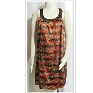 NEW BCBGMAXAZRIA Brown Abstract Silky Dress 10